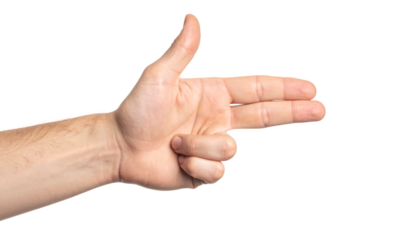 Hand forming a gun shape