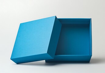 Vibrant Blue Gift Box Mockup &ndash; Open Textured Packaging Display on Light Minimal Background for Branding and Celebration Design


