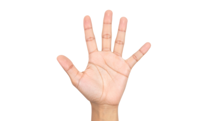 Open hand, five fingers