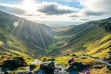 mountain landscape with blue sky and clouds