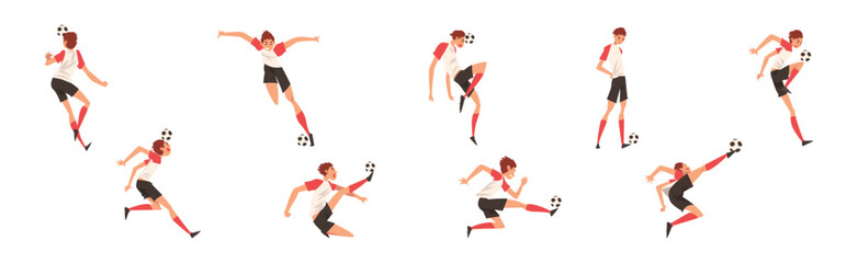 Man Football Player Play Sport Team Game Vector Set