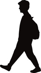 a boy with backpack, silhouette vector