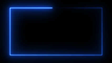 Abstract glowing neon rectangle icon background 4k illustration. Neon squire icon concept.