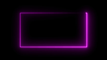 Neon light glowing squire frame seamless loop motion background 4k illustration. Neon rectangle shape background.