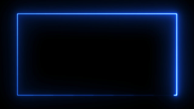 Abstract glowing neon rectangle icon background 4k illustration. Neon squire icon concept.