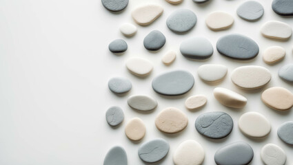 Minimalist Pebble and Rock Design: Grey Stones Background for Decor and Interior Zen Elements