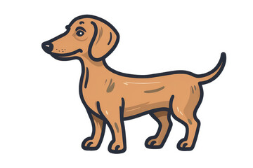 Funny Golden Brown Dachshund Cartoon Illustration for Dog Lovers - Cute Vector Art of Adorable Playful Companion Pet Animal
