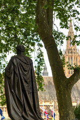 Statue of Benjamin Disraeli Overlooking Parliament Square, London, UK
