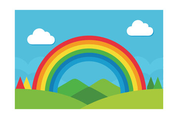 landscape with rainbow and clouds
