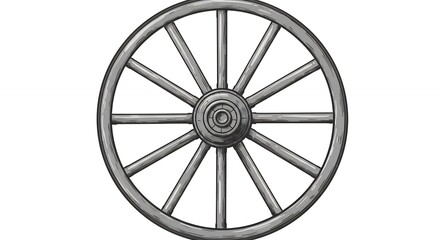 Fototapeta premium Classic gray wagon wheel illustration