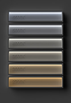 Light Color Temperature Scale from 2700K to 6500K in 3D render

