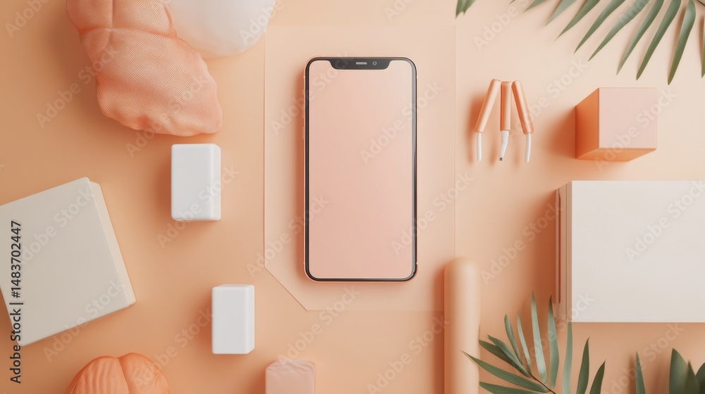Poster showcasing innovative product display mockup with smartphone in a minimalist studio environment for 