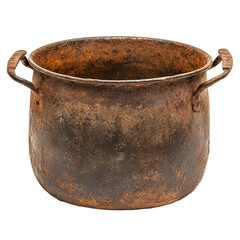 antique rusty pot on clean white background
