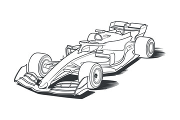 Obraz premium Line art illustration of a modern Formula 1 race car design showcasing speed and power