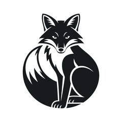 Majestic Black and White Fox Illustration in a Circular Design Perfect for Logos Branding and Graphic Designs
