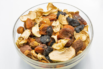Mixed Dried Fruits in a Glass Bowl