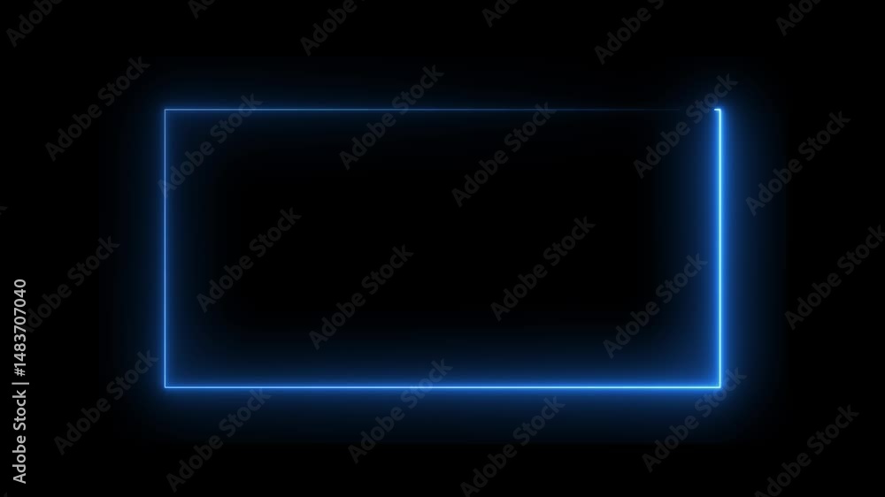 Poster glowing neon line light, square, empty square, cube. abstract neon laser line empty frame background
