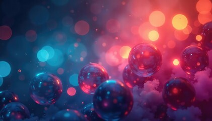 Abstract colorful balls, blurred bokeh effect, wallpaper, abstract