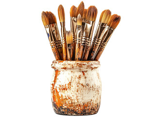 a group of paint brushes in a pot