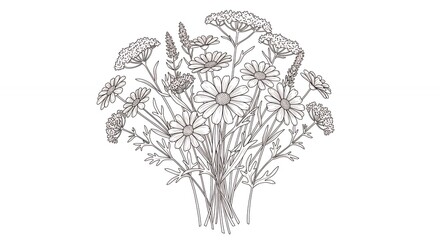 Monochromatic floral bouquet illustration