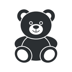 Simple Black and White Teddy Bear Icon Illustration for Children s Products
