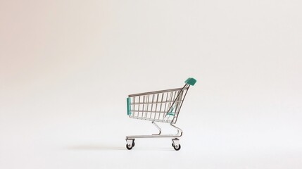 Shopping cart in side profile minimalist background product photography studio environment simple concept