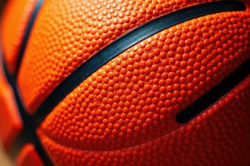 Obraz premium Close-up of basketball texture, orange leather grain, sphere, orange