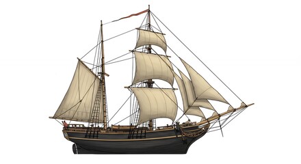 Fototapeta premium Vintage sailing vessel illustration