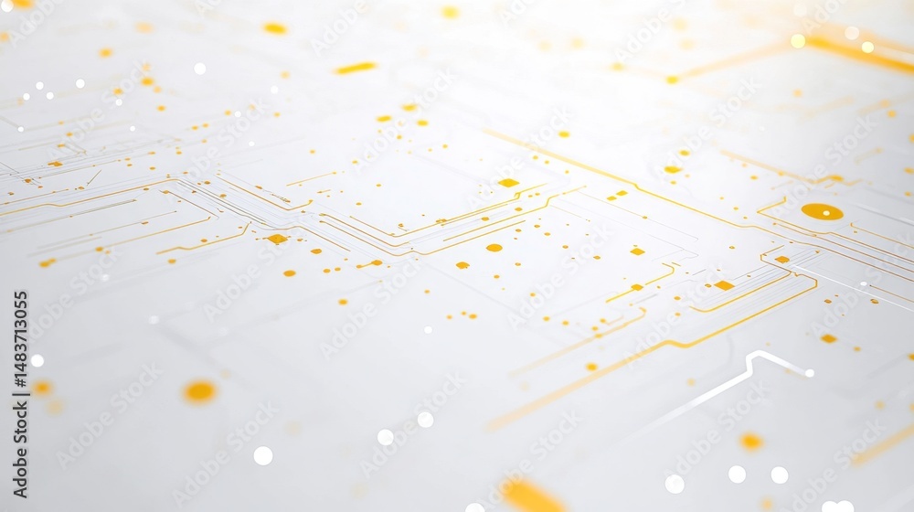 Poster creating digital art sleek white backdrop with yellow circuit design studio graphic design modern en