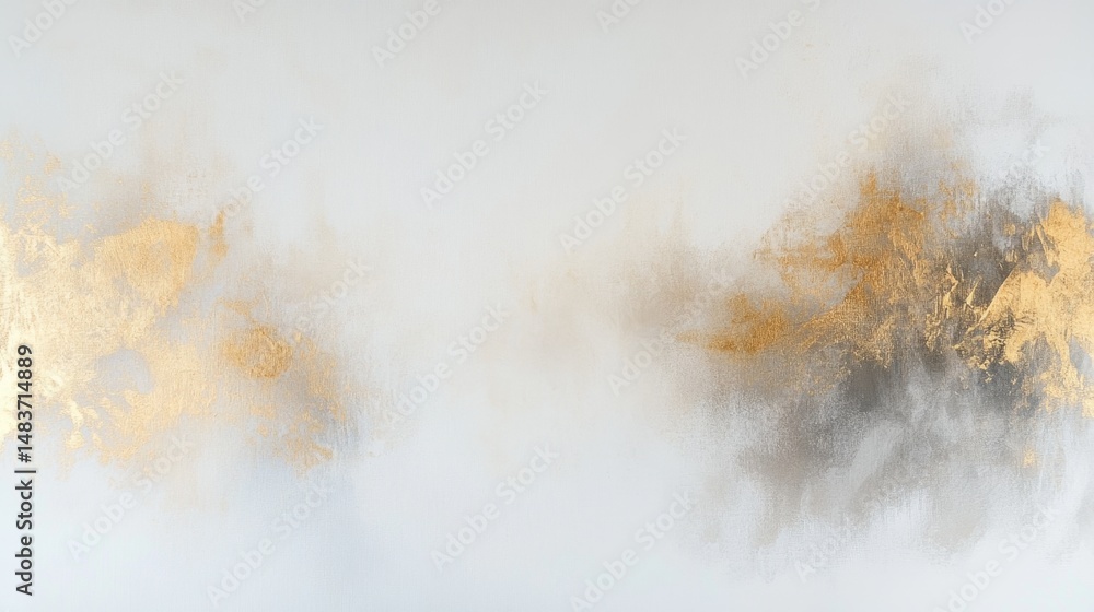Poster creating a soft and minimalist composition with gold streams in a serene studio setting for modern a