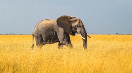 Solitary elephant walking slowly across the savanna wildlife photography natural environment scenic viewpoint majestic concept for seo impact