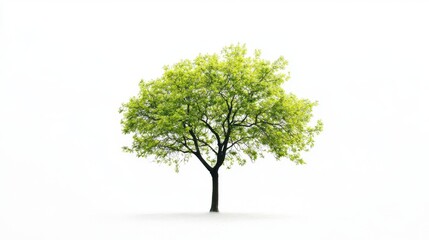 Obraz premium Solitary tree standing tall open field nature photography bright green leaves minimalist viewpoint serenity concept