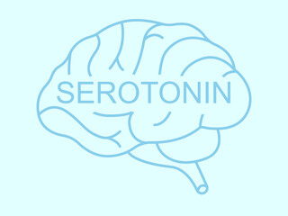 Serotonin molecule in the brain. Chemical structure affecting mood, happiness, and well being.