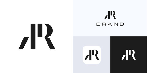 Minimal letter A and R with geometric style, logo icon design vector illustration template, Elegant symbol initial alphabet RA, AR with monochrome color for brand identity and business company