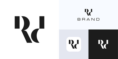 Minimal letter R and D with geometric style, logo icon design vector illustration template, Elegant symbol initial alphabet RD, DR with monochrome color for brand identity and business company