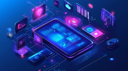 Engage with innovative tech trends online platforms visual graphics digital environment futuristic perspective