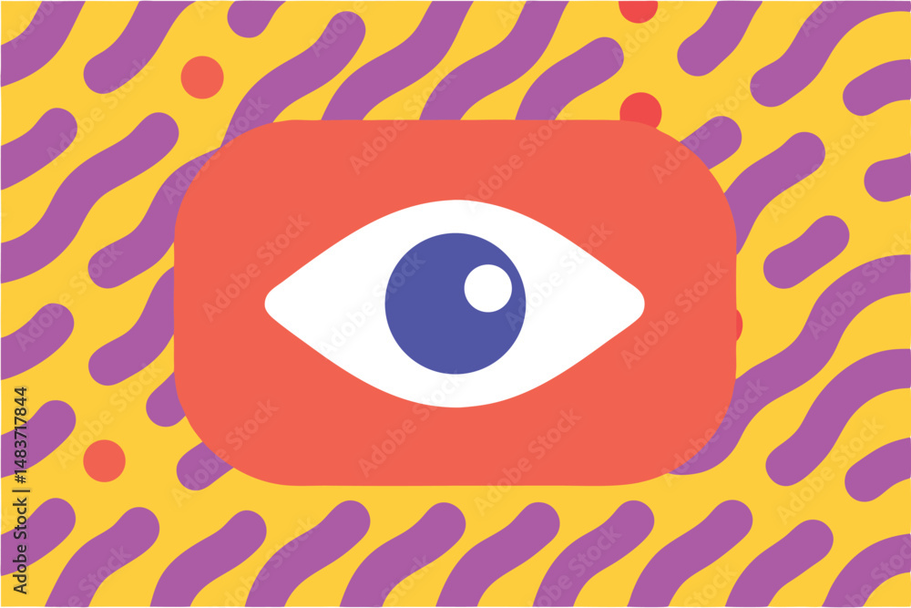 Poster abstract eye illustration with colorful geometric pattern and transparency effect