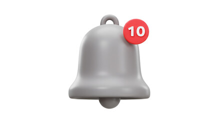Notification Bell Icon 10 New Alerts on white background