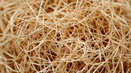 Tangled Thin, dry, light brown, interwoven fibers cluster