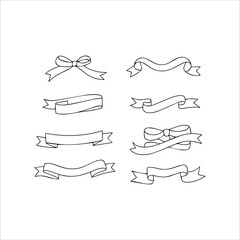 Ribbons Line Art Vector Set 
