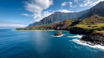 Stunning na pali coast state wilderness park kauai hawaii showing ocean and cliffs