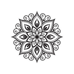 color mandala icon silhouette vector