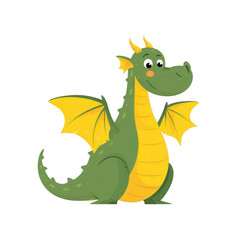 Obraz premium Cute cartoon dragon vector illustration on a white background, png, transparent