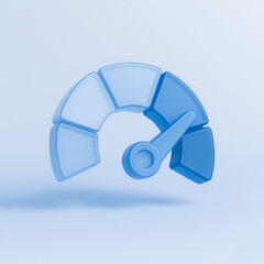 3D Speedometer Icon &ndash; Blue Performance Meter for Analytics and Optimization