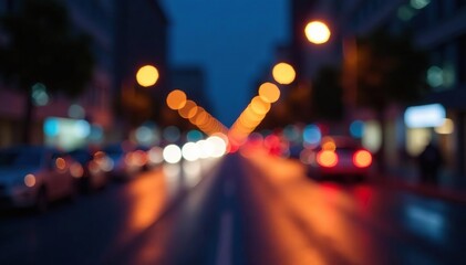Abstract blurred city lights at night, perfect for website or app backgrounds , cool, urban, twilight