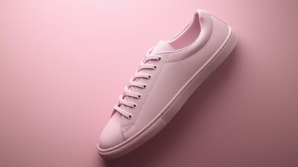 A pink sneaker isolated on a pastel pink background, highlighting its chic design and minimalist fashion