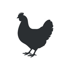 Simple Black Silhouette of a Hen Chicken Farm Animal Icon Graphic Design Element