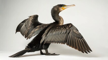 Cormorant on studio background
