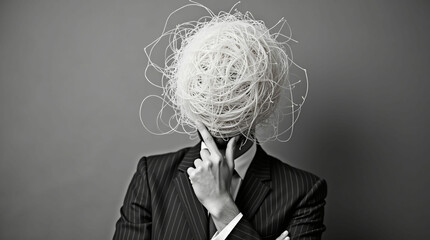 Fototapeta premium Abstract Figure with Tangled Head