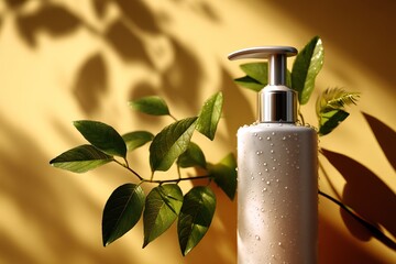 Elegant lotion bottle with nature's touch, perfect for skincare and self care.